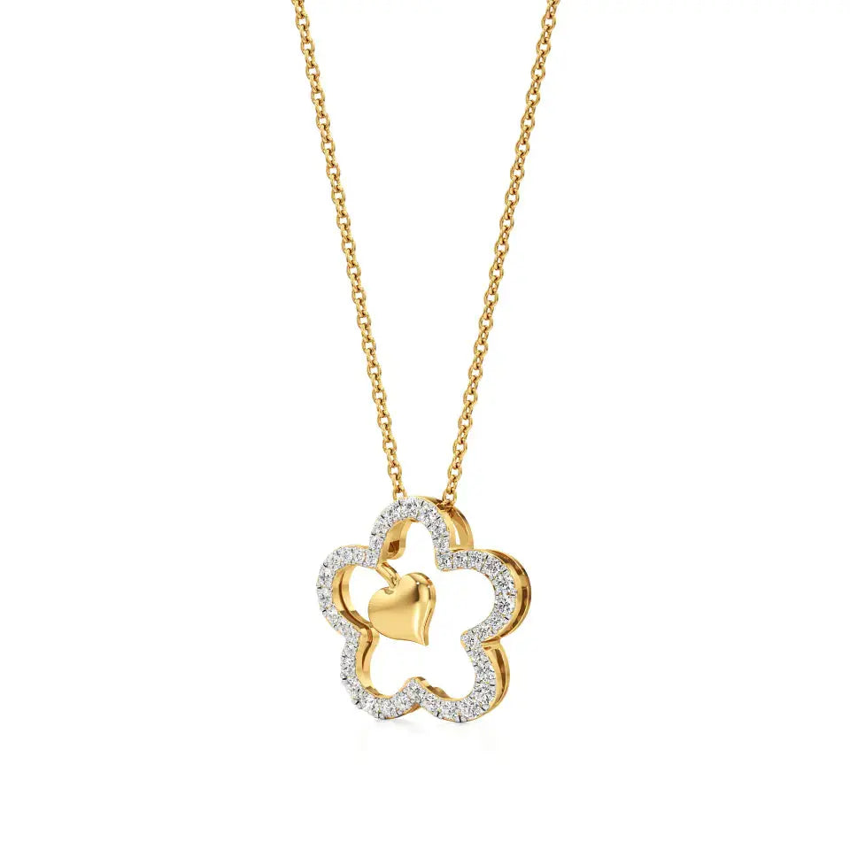 Flora | Floral Design Halo with Heart Motif Pendant - Nivara
