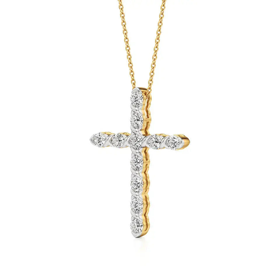 Aura | Classic Round Lab Grown Diamonds Cross Pendant - Nivara