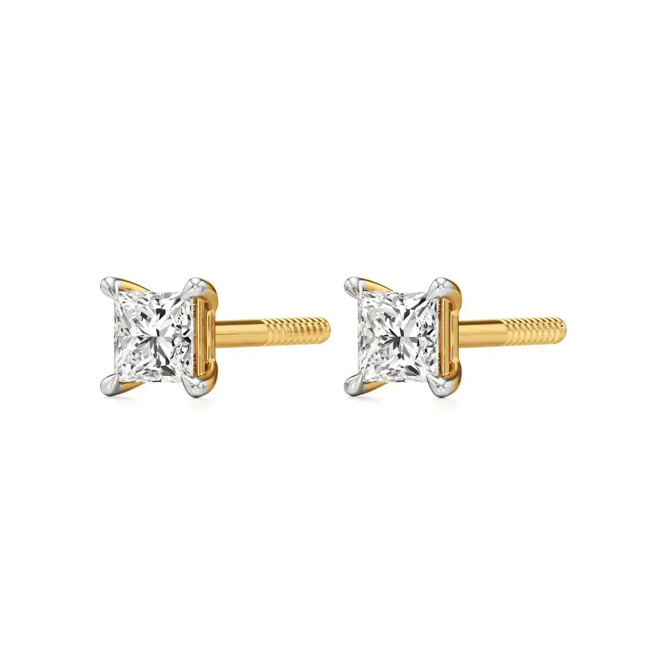 Thea | Studs with Four Prong Princess Lab-Grown Diamond - Nivara