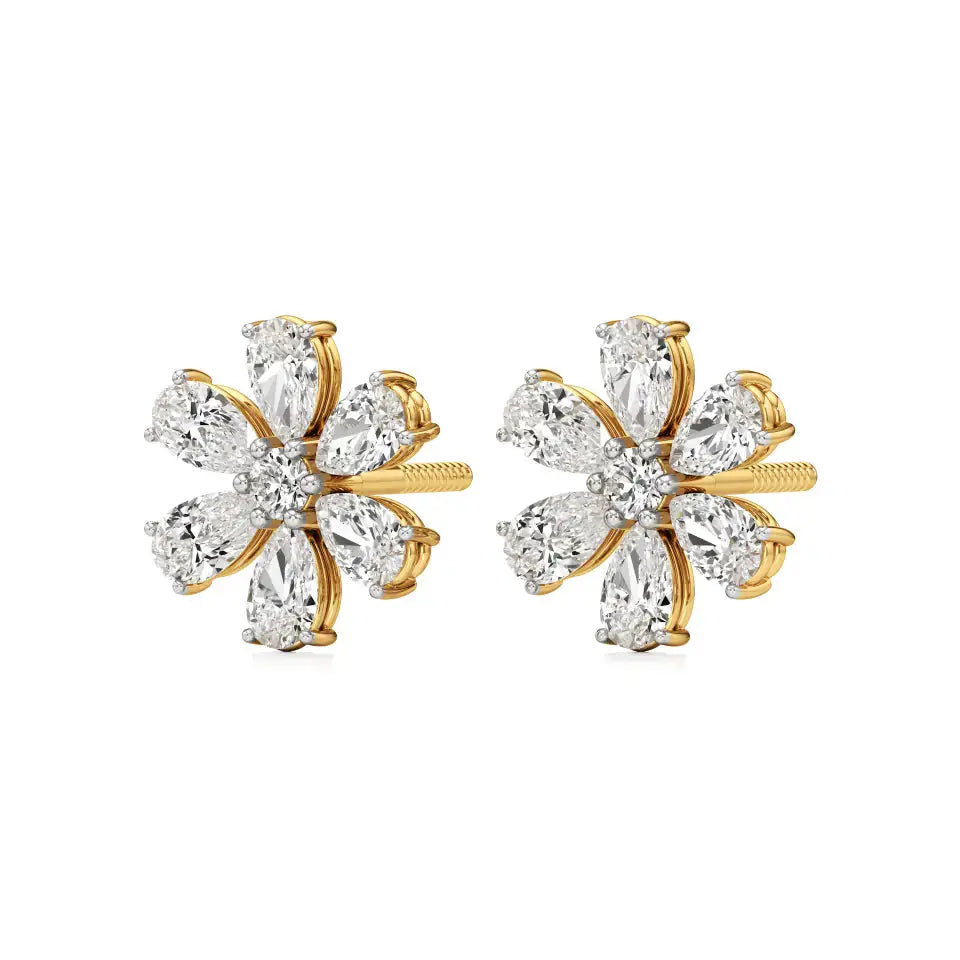 Flora | Pear & Round Lab-Grown Diamond Floral Studs - Nivara