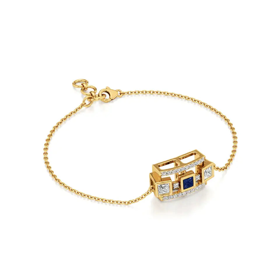 Rupak | Elysian Sapphire Accented Round Lab Grown Diamonds Chain Bracelet - Nivara
