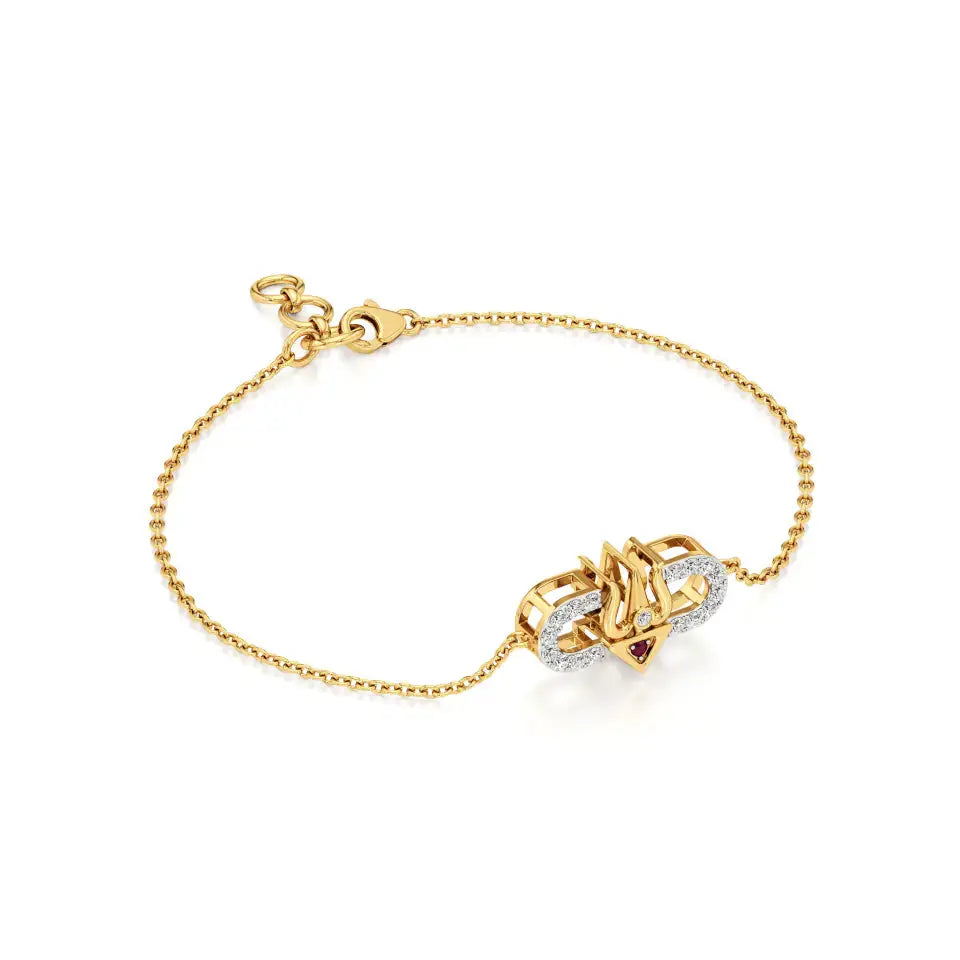 Ishar | Lab Grown Diamonds Cluster with Trident Motif Chain Bracelet - Nivara