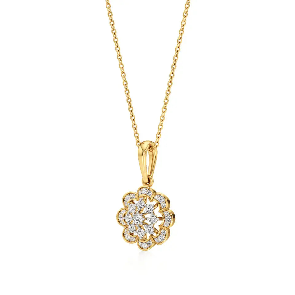 Flora | Round Lab Grown Diamonds Floral Pendant - Nivara