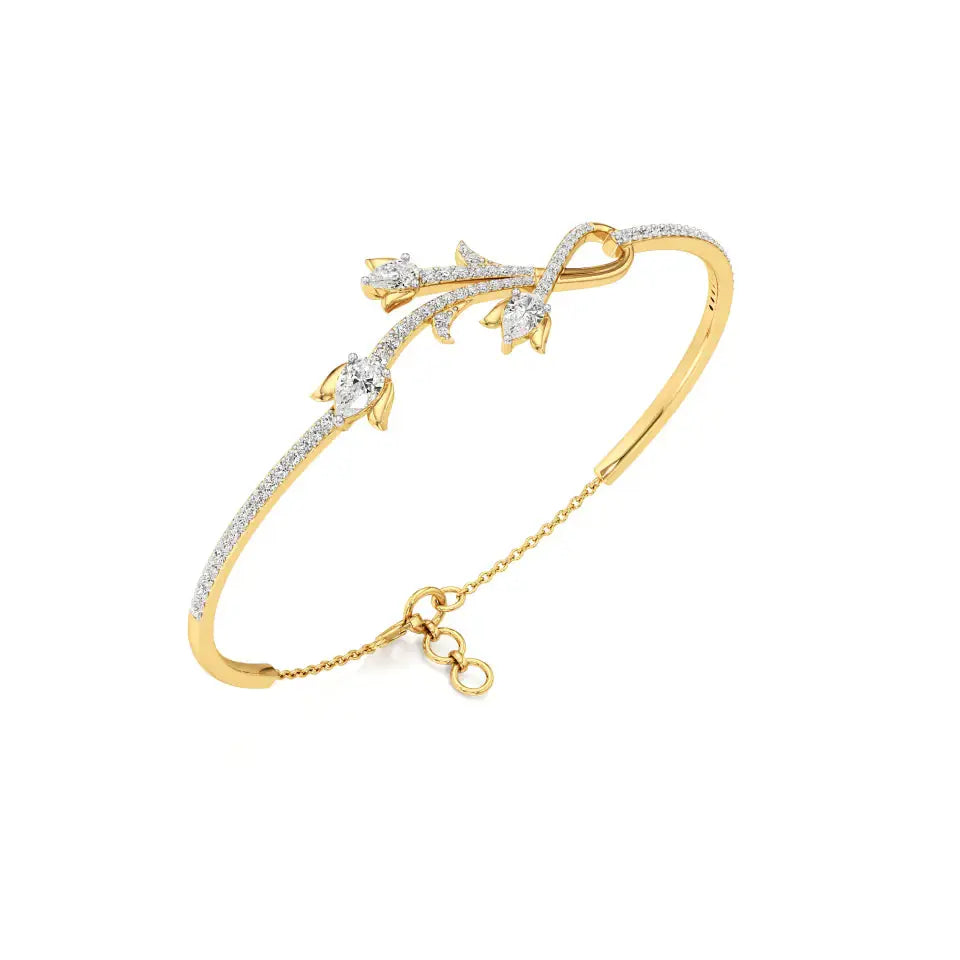 Flora | Pear & Round Lab Grown Diamonds Floral Bangle - Nivara