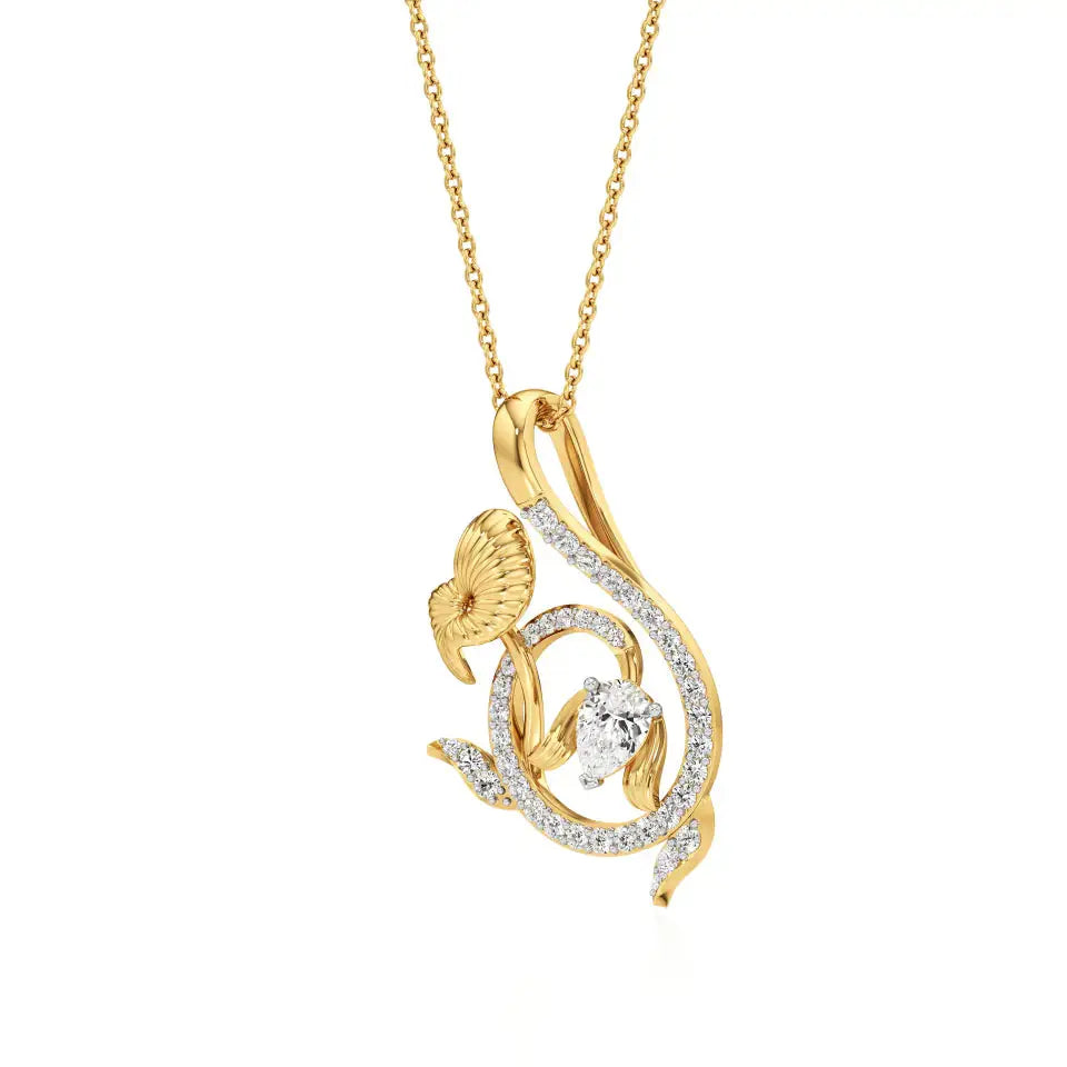 Mode | Pear & Round Lab Grown Diamonds Floral Pendant - Nivara