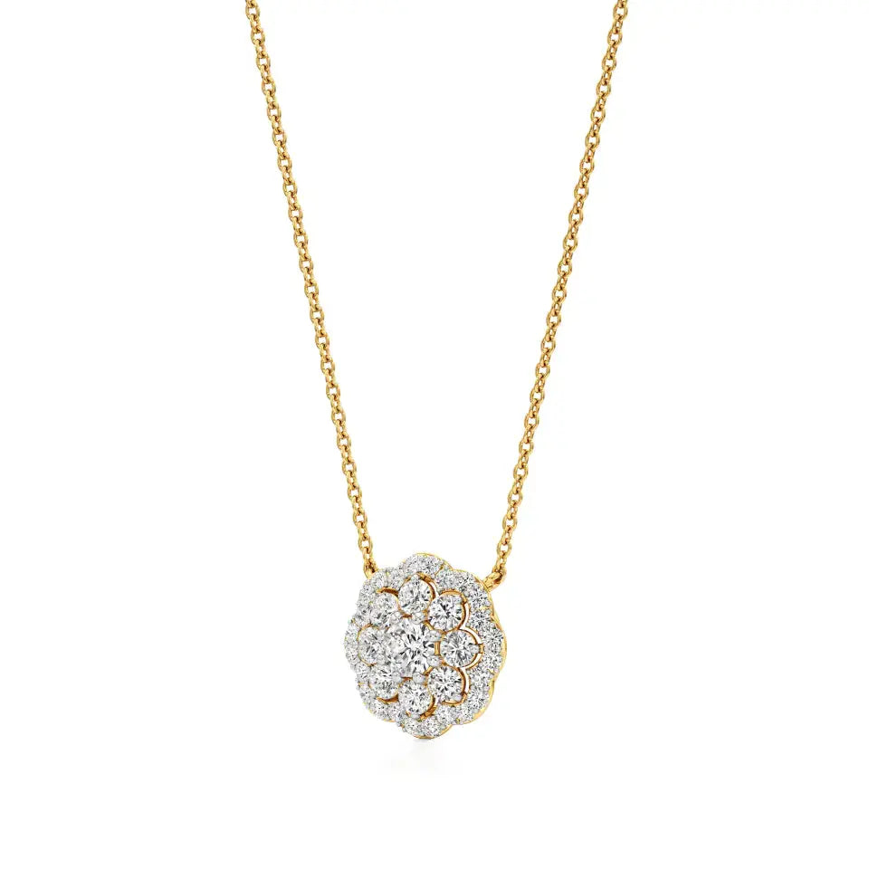 Flora | Classic Lab Grown Diamond Floral Halo Pendant - Nivara