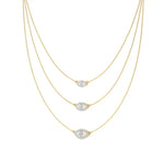 Elara | Marquise & Round Lab Grown Diamonds Halo Triple Layered Necklace - Nivara
