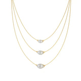 Elara | Marquise & Round Lab Grown Diamonds Halo Triple Layered Necklace - Nivara