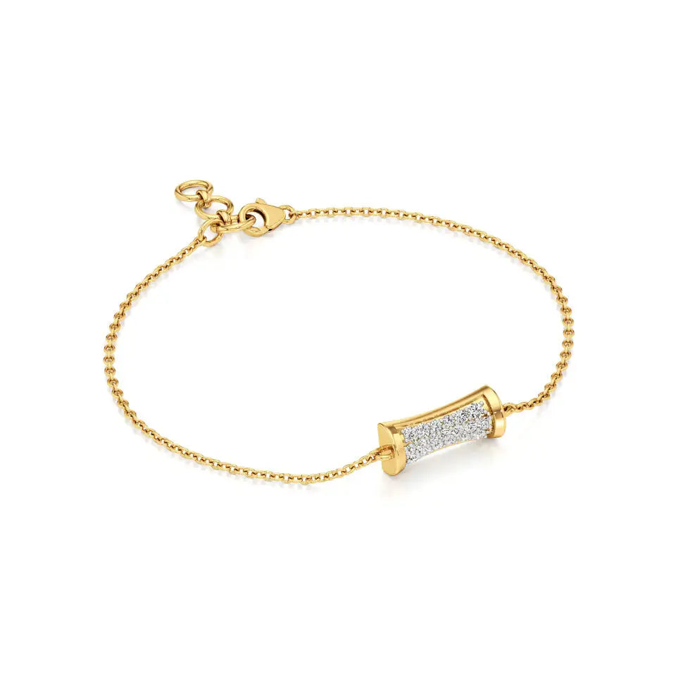 Rupak | Lab Grown Diamonds Cluster on Cylindrical Piece Chain Bracelet - Nivara