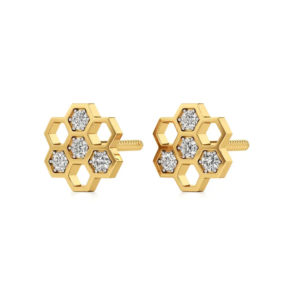 Flora | Round Lab-Grown Diamonds Floral Studs - Nivara