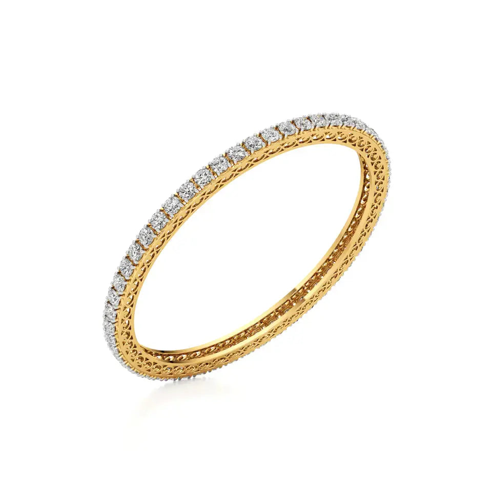 Ishar | Elegant Round Lab Grown Diamonds Tennis Bangle - Nivara