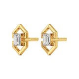 Mode | Emerald Solitaire Lab-Grown Diamond Studs - Nivara