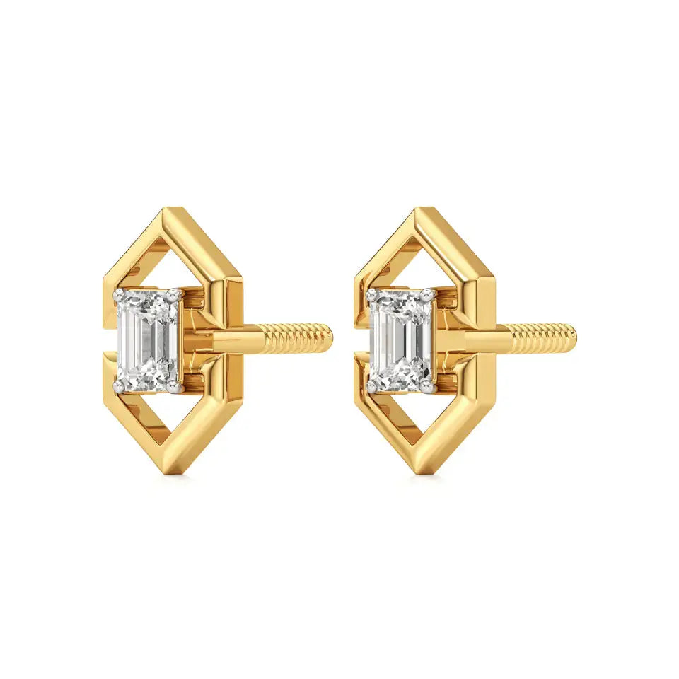 Mode | Emerald Solitaire Lab-Grown Diamond Studs - Nivara