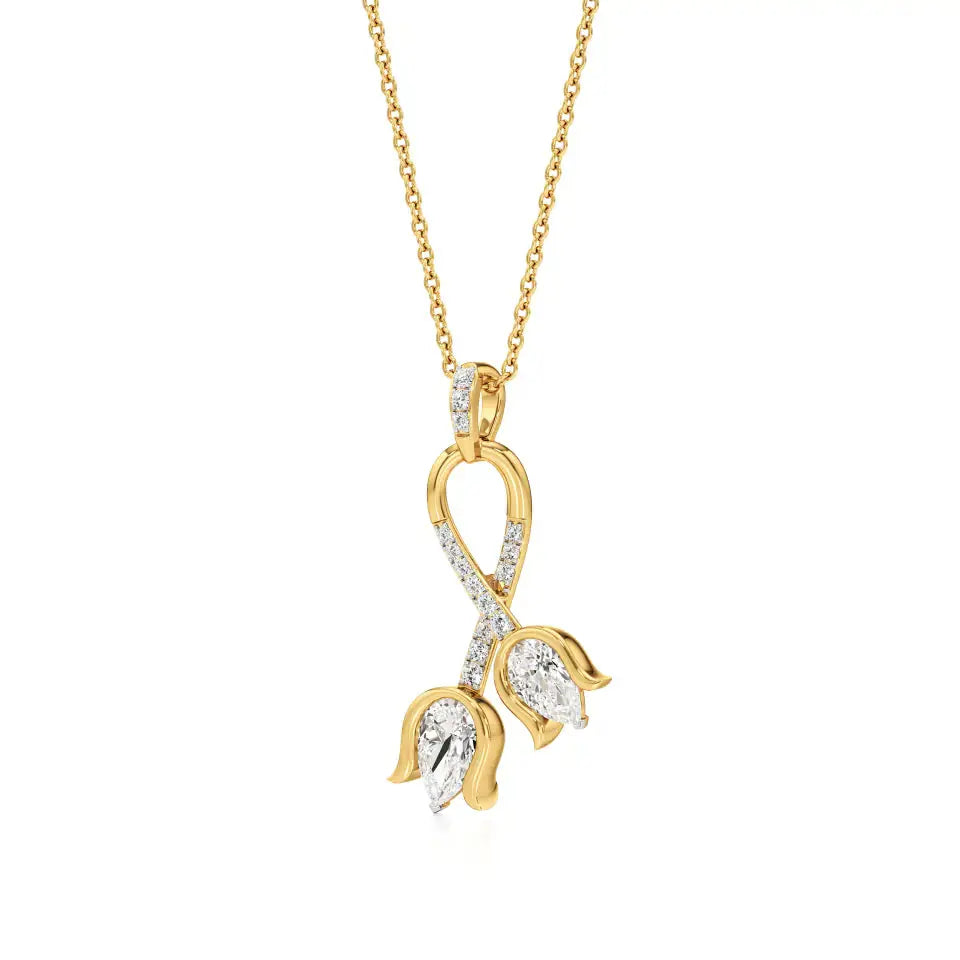 Flora | Pear & Round Lab Grown Diamonds Floral Pendant - Nivara