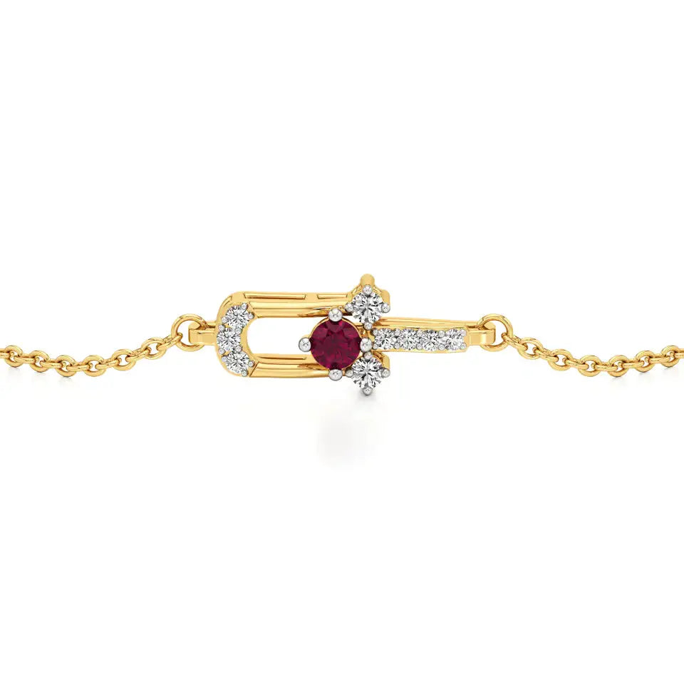 Mode | Round Lab Grown Diamonds with Ruby Accent Chain Bracelet - Nivara