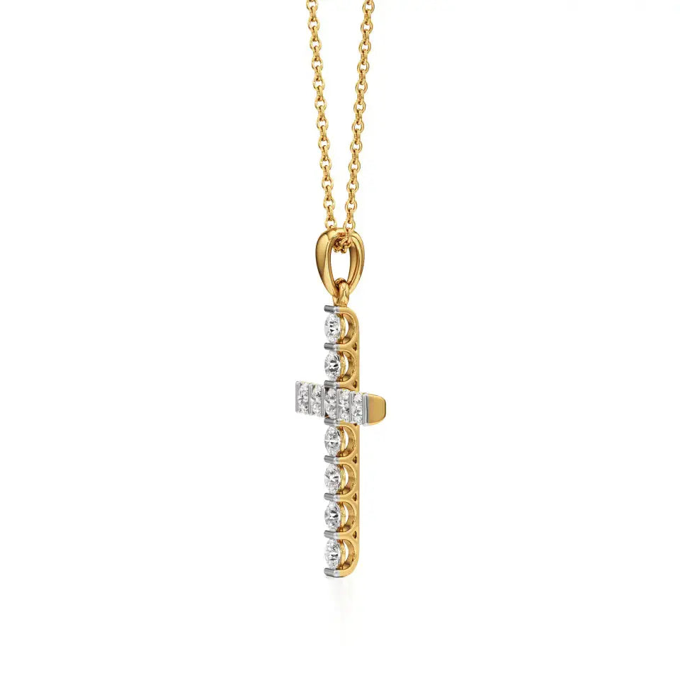 Aura | Round Lab Grown Diamond Cross Pendant - Nivara