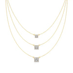 Elara | Princess & Round Lab Grown Diamonds Halo Triple Layered Necklace - Nivara