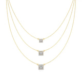 Elara | Princess & Round Lab Grown Diamonds Halo Triple Layered Necklace - Nivara