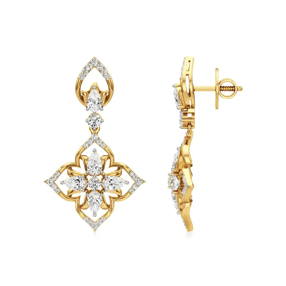 Flora | Pear & Round Lab-Grown Diamond Earrings - Nivara