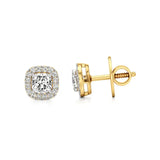 Mira | Cushion-Cut Solitaire Lab-Grown Diamond with Halo Studs - Nivara