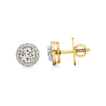 Mira | Round Solitaire Lab-Grown Diamond with Halo Studs - Nivara