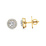 Mira | Round Solitaire Lab-Grown Diamond with Halo Studs - Nivara
