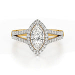 Mira | Marquise Cut Solitaire with Halo around it - Nivara