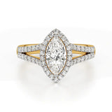 Mira | Marquise Cut Solitaire with Halo around it - Nivara