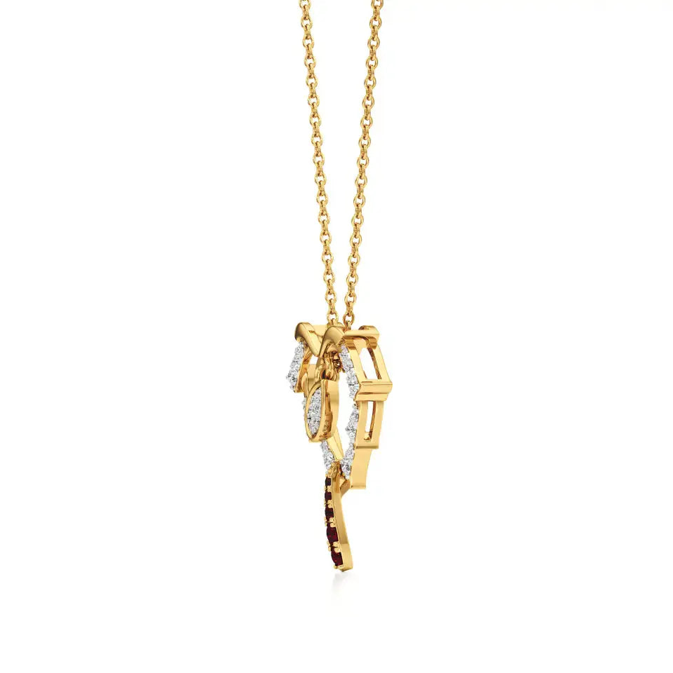 Sneh | Round Lab Grown Diamonds with Ruby Heart Pendant - Nivara