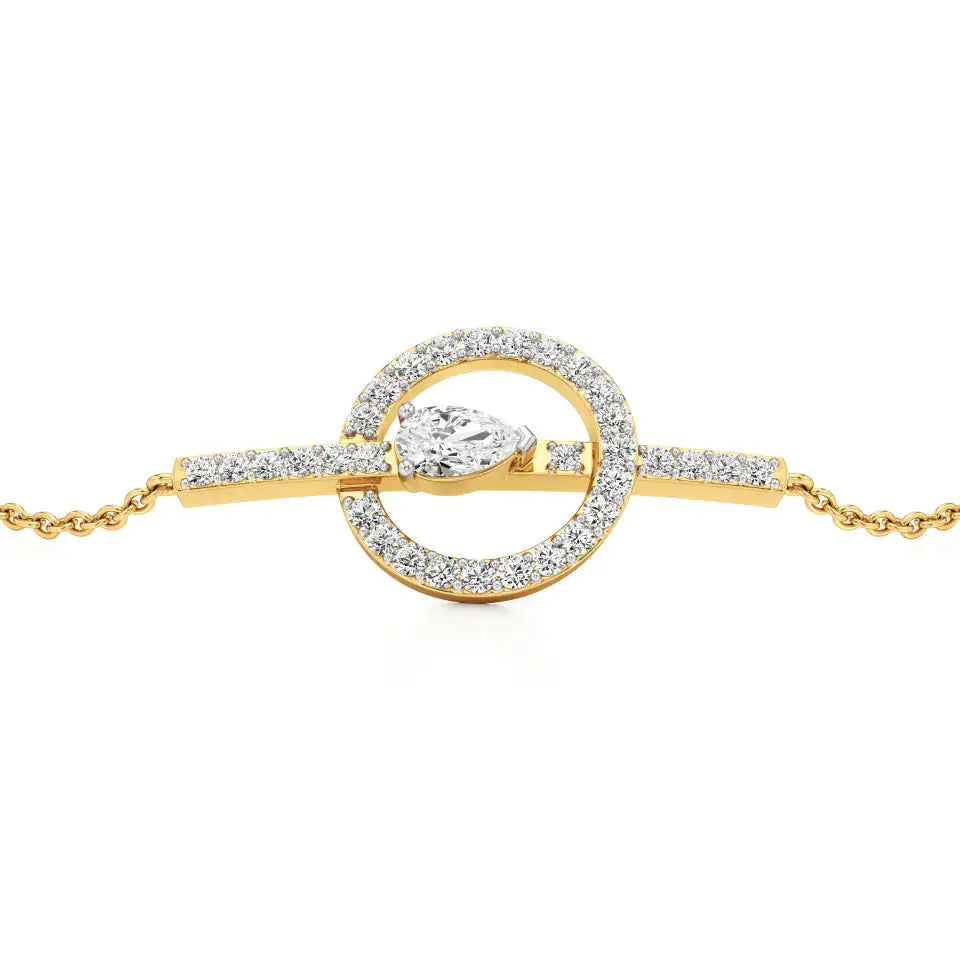 Mode | Pear & Round Lab Grown Diamonds Halo Chain Bracelet - Nivara