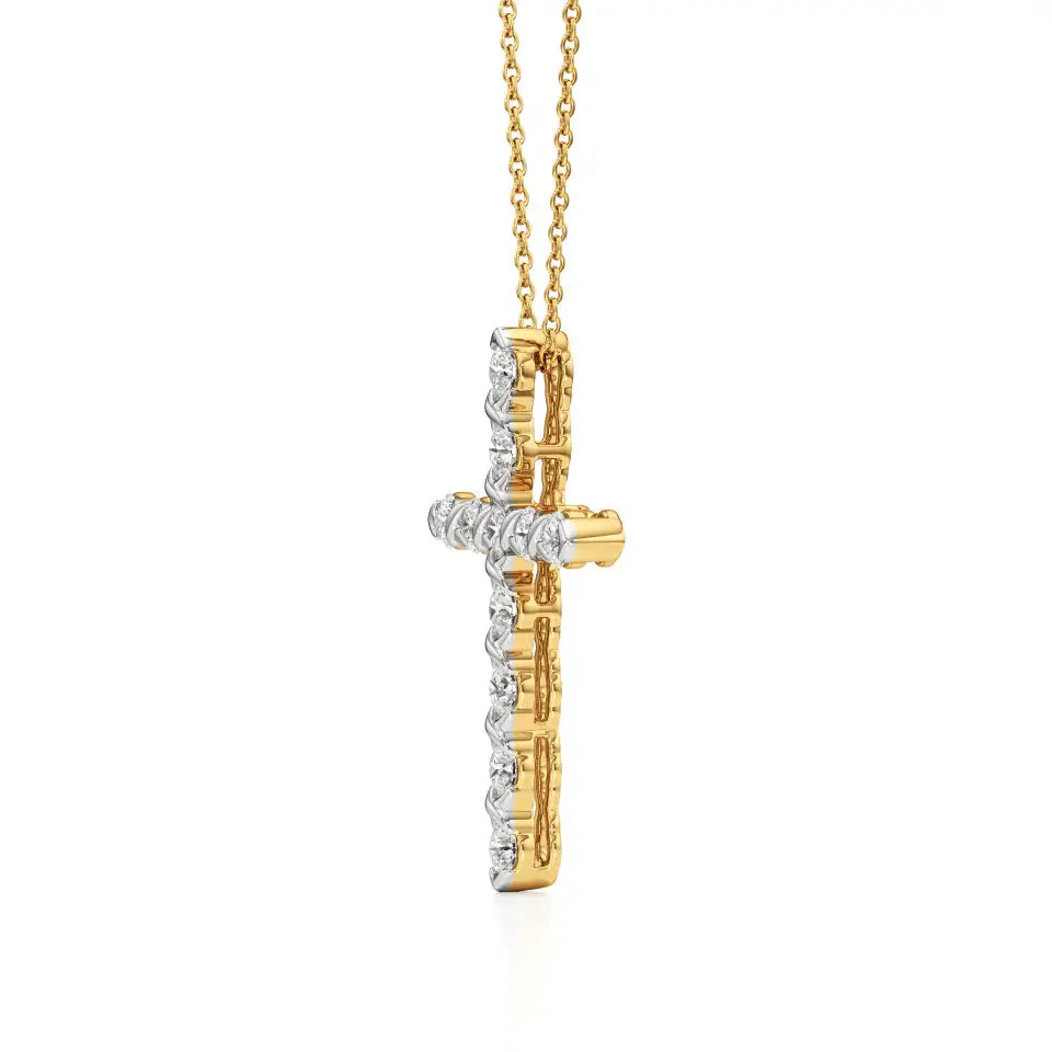 Aura | Classic Round Lab Grown Diamonds Cross Pendant - Nivara