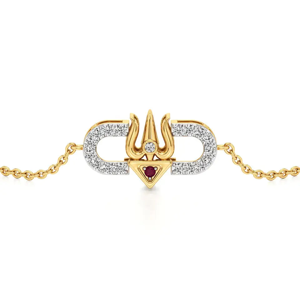 Ishar | Lab Grown Diamonds Cluster with Trident Motif Chain Bracelet - Nivara