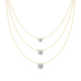 Elara | Round Lab Grown Diamonds with Halo Three Chain Necklace