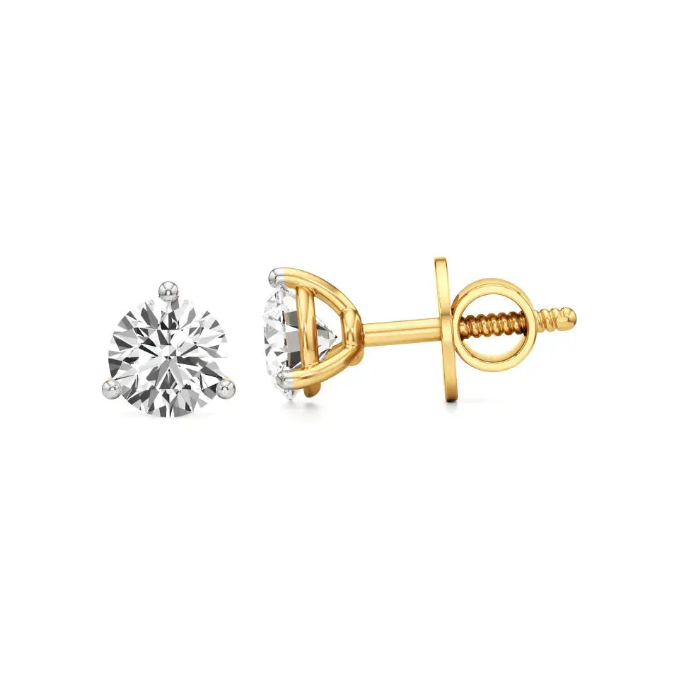 Sia | Three Prong Studs with Round Lab-Grown Diamond - Nivara