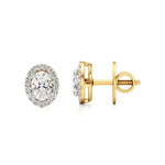 Mira | Oval-Cut Solitaire Lab-Grown Diamond with Halo Studs - Nivara