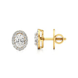 Mira | Oval-Cut Solitaire Lab-Grown Diamond with Halo Studs - Nivara