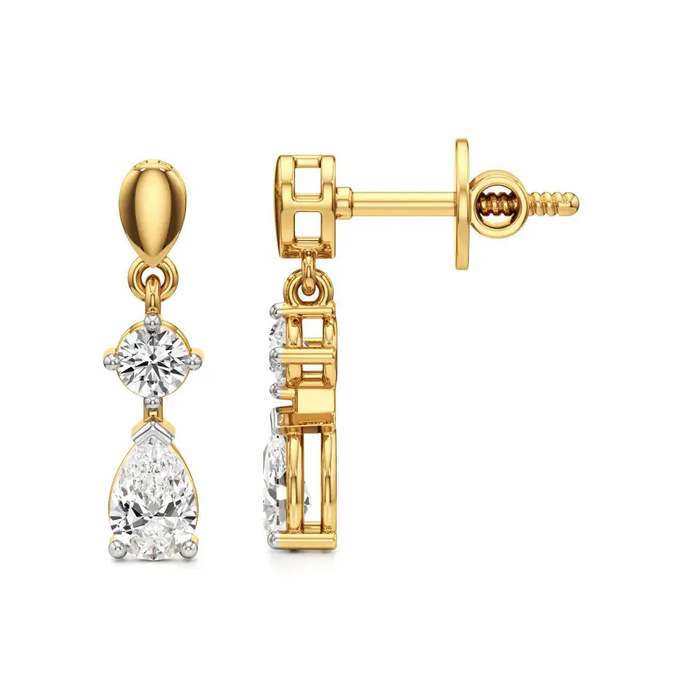 Vanya | Round & Pear Lab-Grown Diamond Tear Drop Studs - Nivara