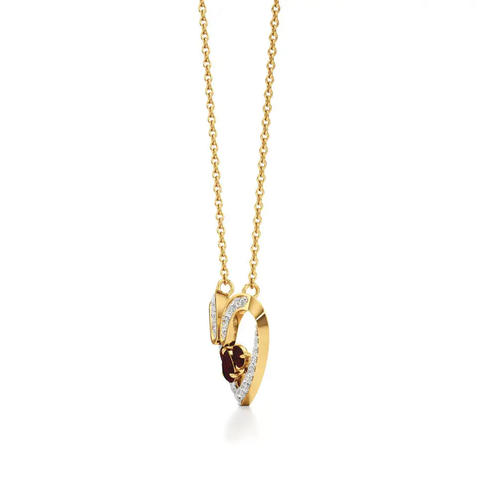 Sneh | Ruby & Lab Grown Diamonds Heart Pendant - Nivara