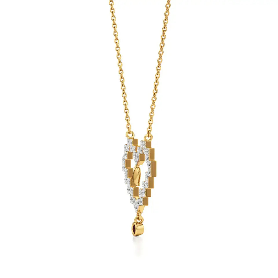 Sneh | Ruby & Lab Grown Diamonds Pixel Heart Pendant - Nivara