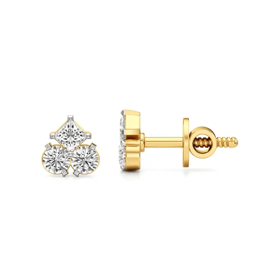 Mode | Round & Princess Trio Lab-Grown Diamonds Studs - Nivara