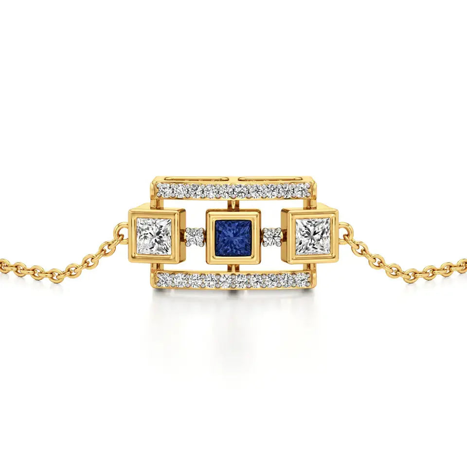 Rupak | Elysian Sapphire Accented Round Lab Grown Diamonds Chain Bracelet - Nivara