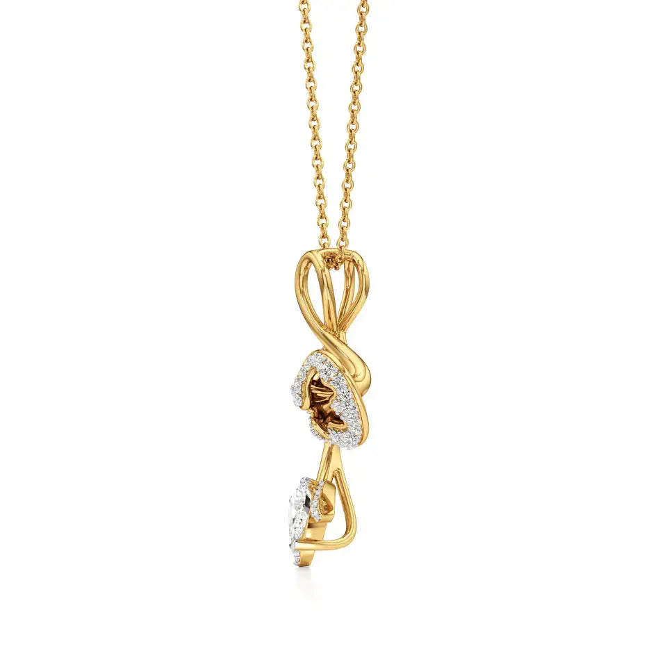 Flora | Pear & Round Lab Grown Diamonds Lotus Petals Pendant - Nivara