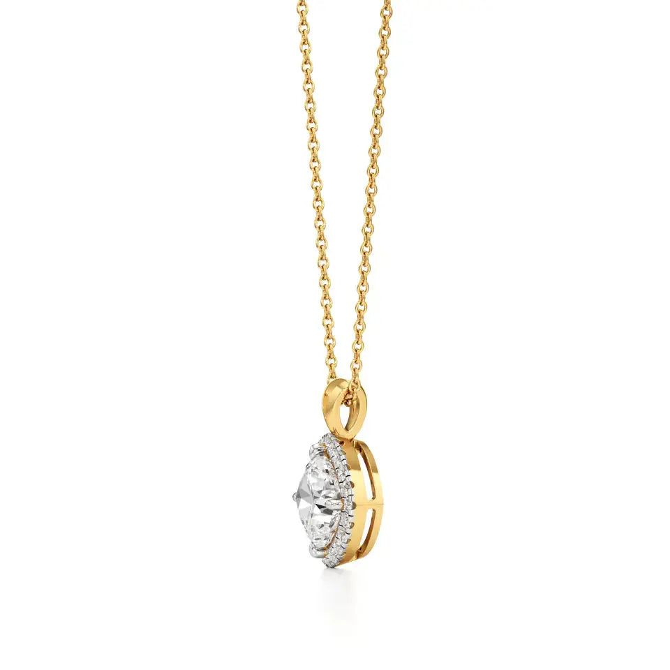 Mira | Cushion-Cut Solitaire Lab Grown Diamond with Halo Pendant - Nivara