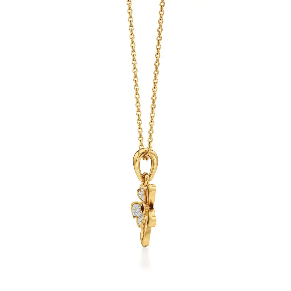 Flora | Diamonds Clustered Floral Design with Ruby Accent Pendant - Nivara