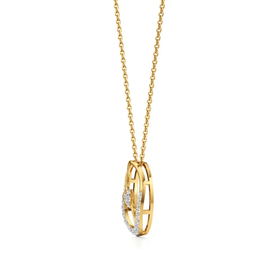 Sneh | Round Lab Grown Diamonds Heart Motif Pendant - Nivara