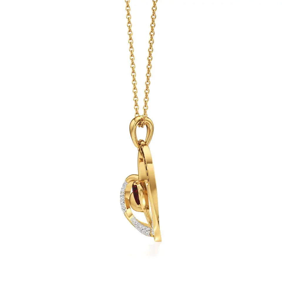 Sneh | Round Lab Grown Diamonds & Ruby Heart Pendant - Nivara