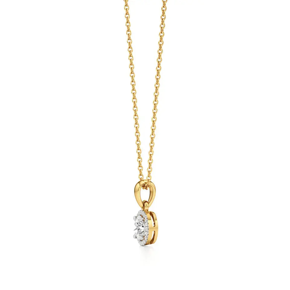 Sol | Round Solitaire with Halo Lab Grown Diamonds Pendant - Nivara