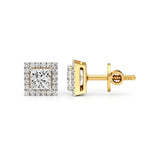 Mira | Princess-Cut Solitaire Lab-Grown Diamond with Halo Studs - Nivara