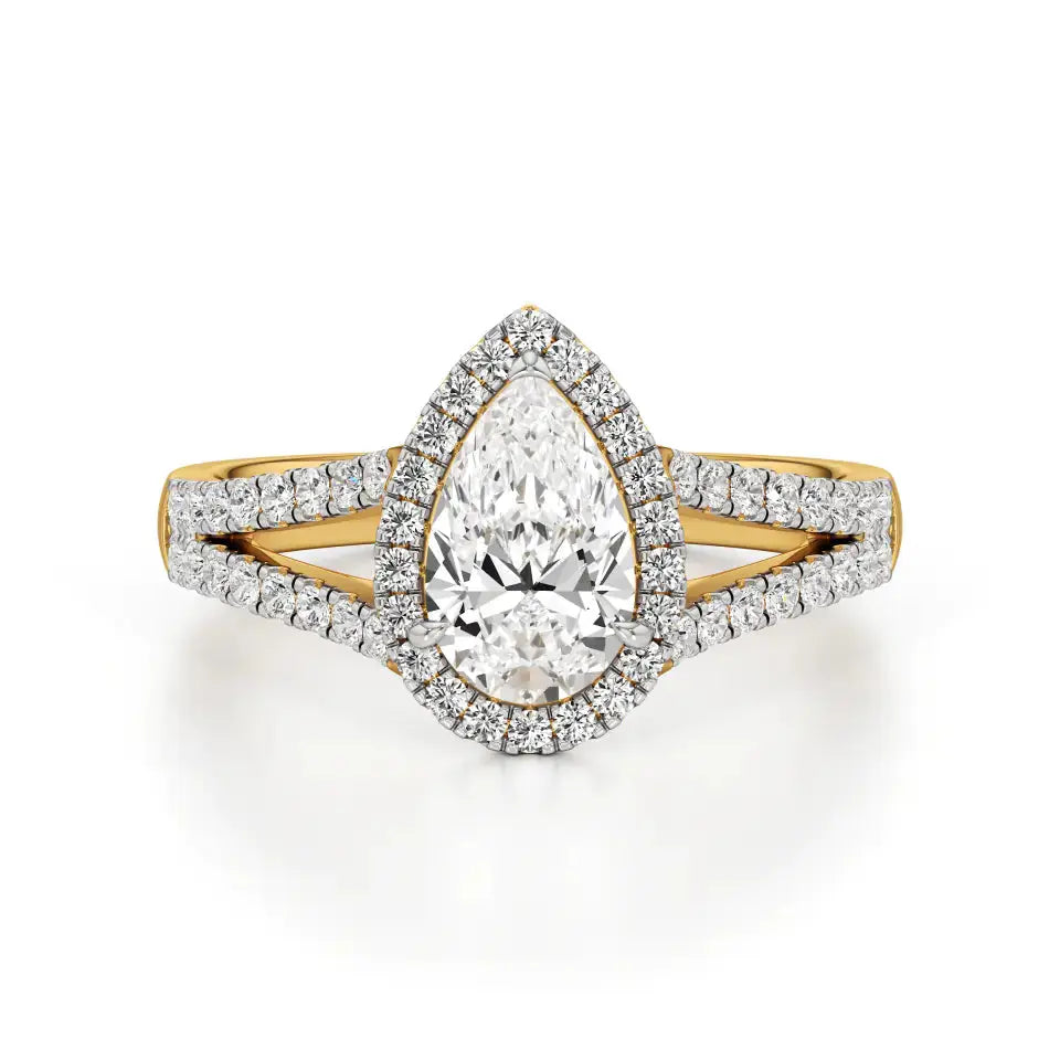 Mira | Pear Cut Solitaire with Halo - Nivara