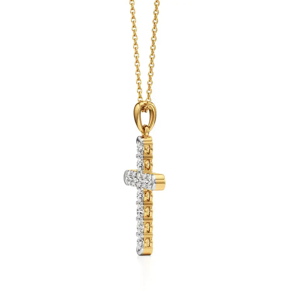 Aura | Round Lab Grown Diamond Bezel Setting Cross Pendant - Nivara